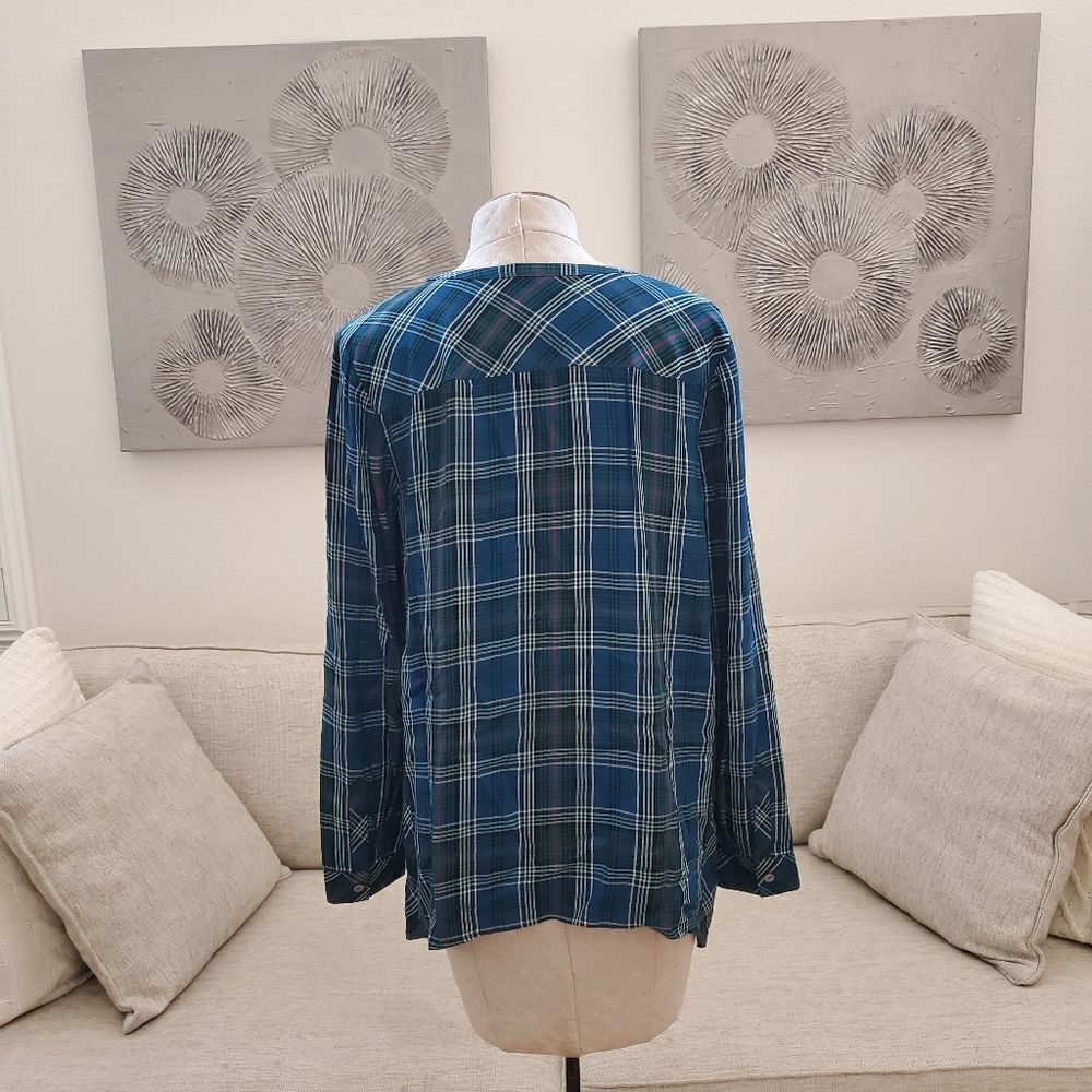 J.Jill Plaid Long Sleeve Button Down Top sz MP - Picture 5 of 10